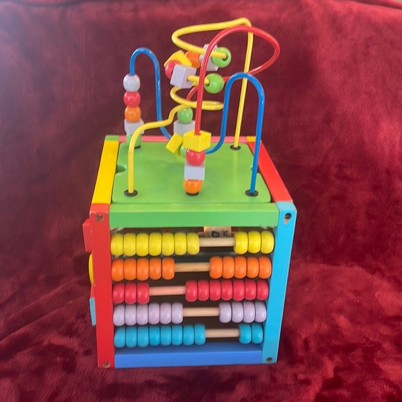 Other - 5-in-1 Wooden Activity Play Cube Multi-Function Bead Maze Learning Toy for Kids
